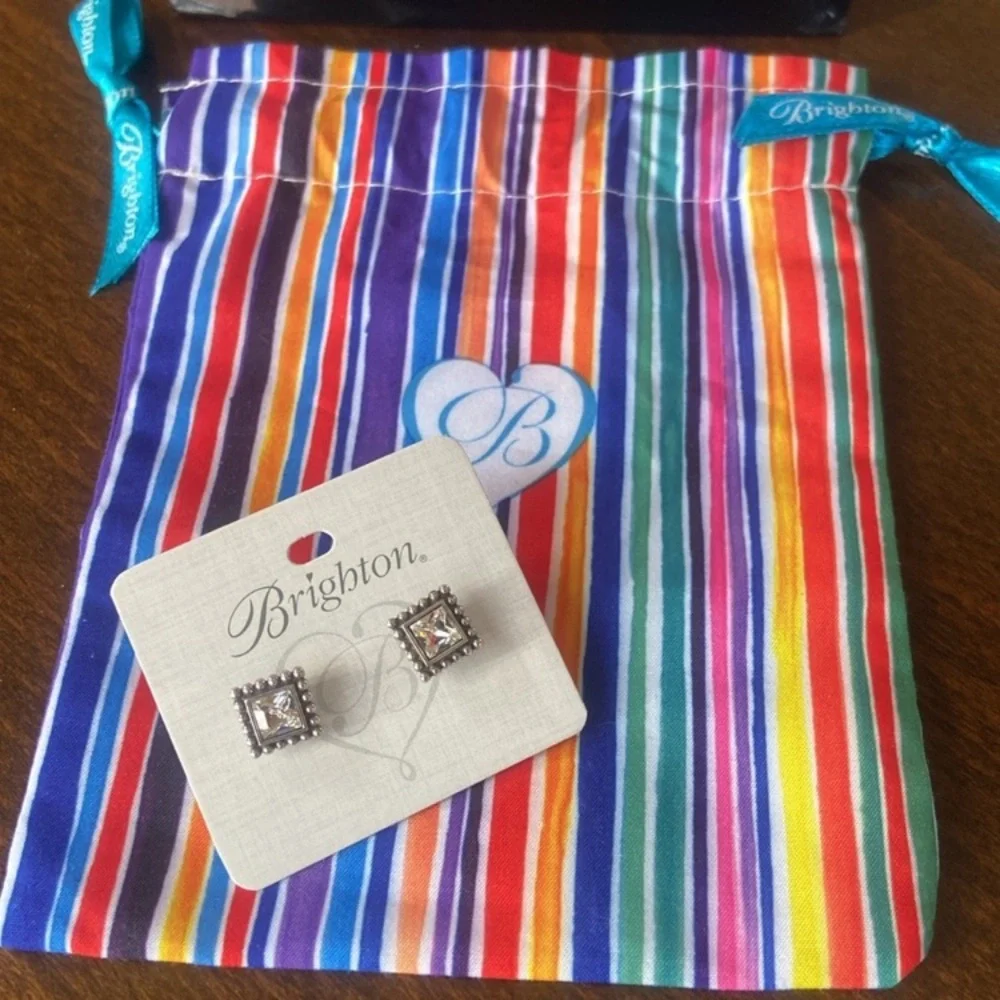 Brighton Silver Sparkle Square Earrings. New with tags, and gift bag. - Picture 6 of 8